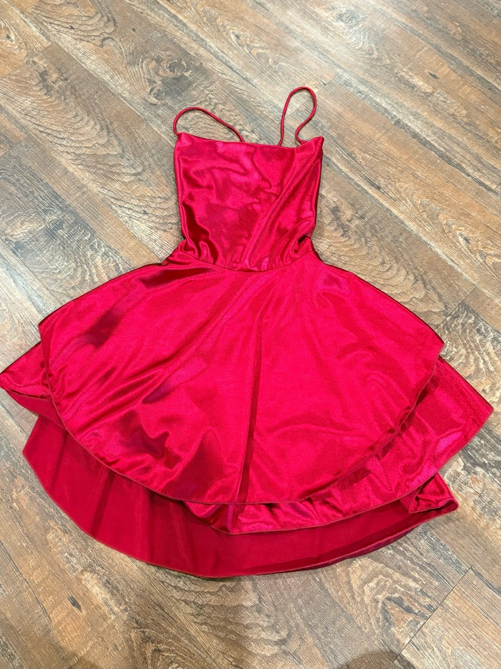Red Spaghetti-Strap mini dress